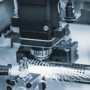 Industrial machinery laser cutting of metal