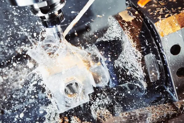 Images of CNC milling machine metal milling processes.
