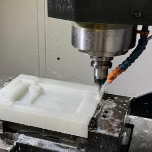 White plastic CNC processing site