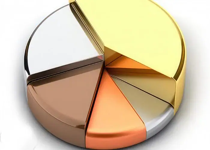 Various base metals triangular parts showing different machined metal materials