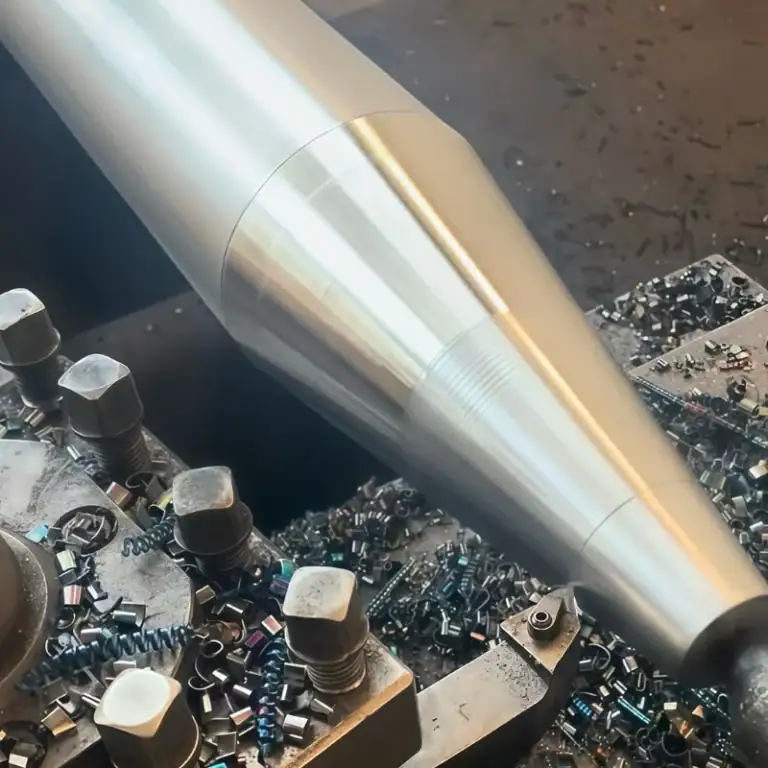 External Taper Turning of Metal Long Shaft