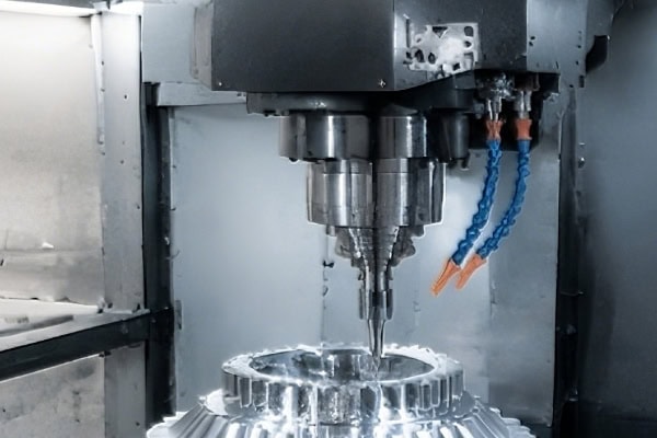 CNC machining center for machining aluminum alloy turbine impellers.