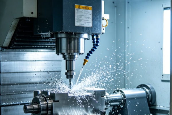 Images of CNC milling machine metal milling processes.