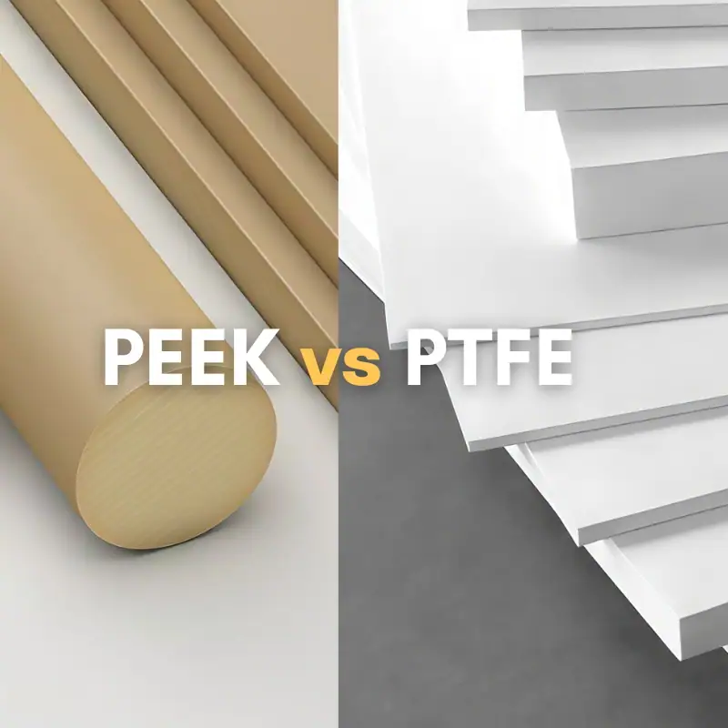 PEEK vs PTFE raw materials for high-performance plastic comparison and CNC machining selection