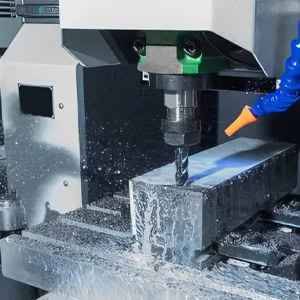Images of metal milling and drilling processes.