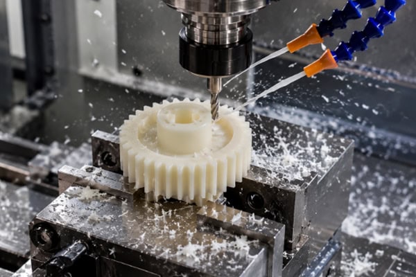 Precision machining of plastic gear