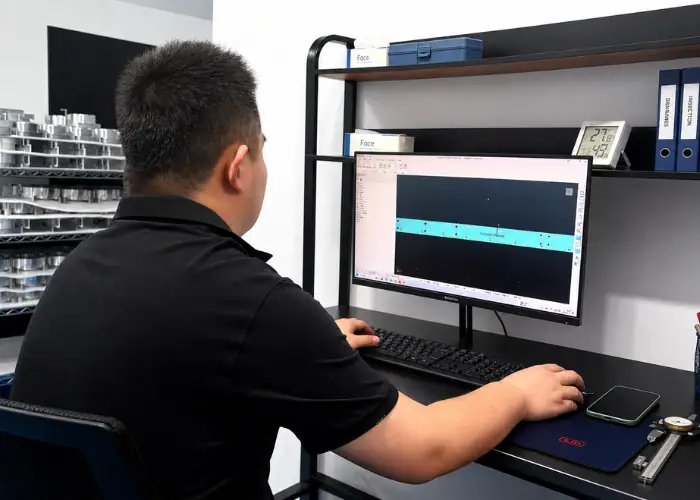 Engineer creating CNC toolpaths and G Code with CAM software