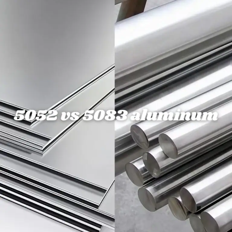 Comparison display of 5052 vs 5083 aluminum sheet material and aluminum bar raw stock, alloy difference reference