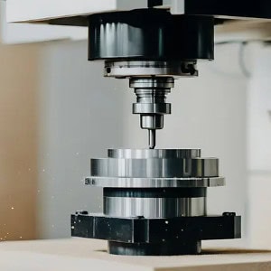 High-tech CNC precision machining work scene