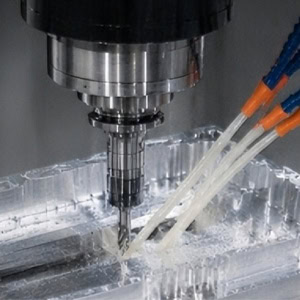 CNC machining center performs high-speed milling of aluminum alloy housing.
