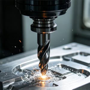 Drilling process of CNC machining center.