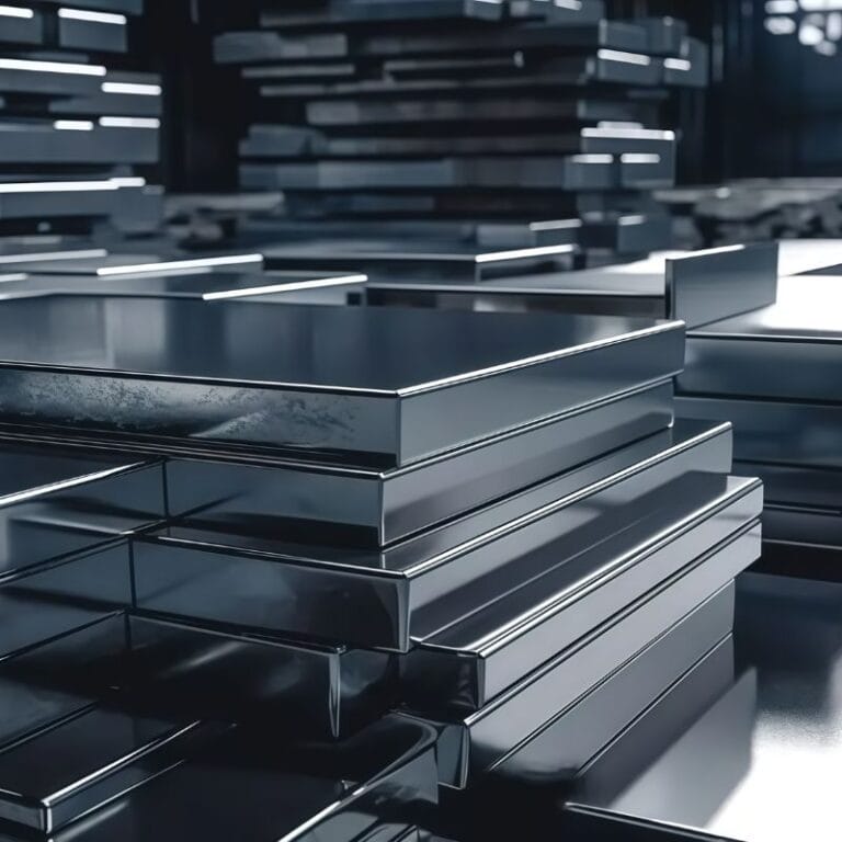 Black‑metal stainless steel raw material stock display