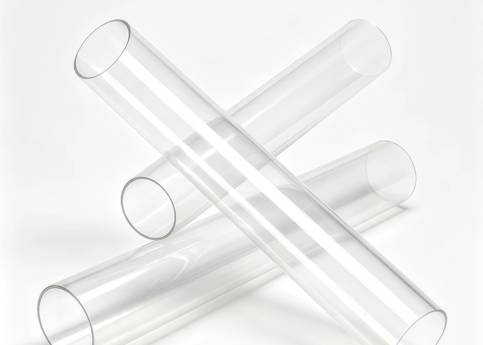 Clear polycarbonate tubes showing transparent plastic material