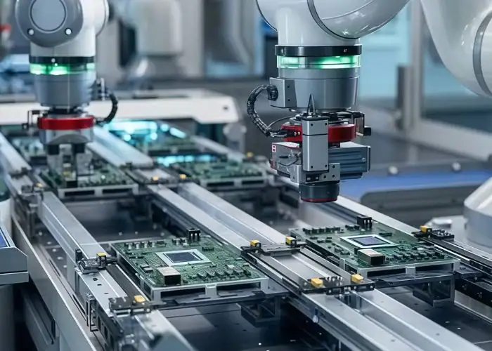 Semiconductor chip manufactured by CNC machining undergoing combined processing