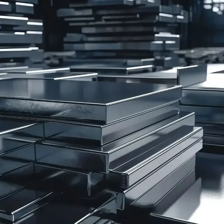 Black‑metal stainless steel raw material stock display