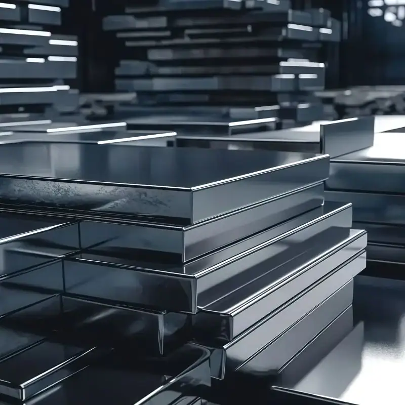 Black‑metal stainless steel raw material stock display