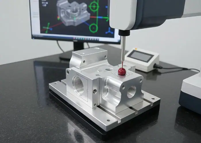 CMM inspection of aluminum 6063 parts produced with AI CNC machining