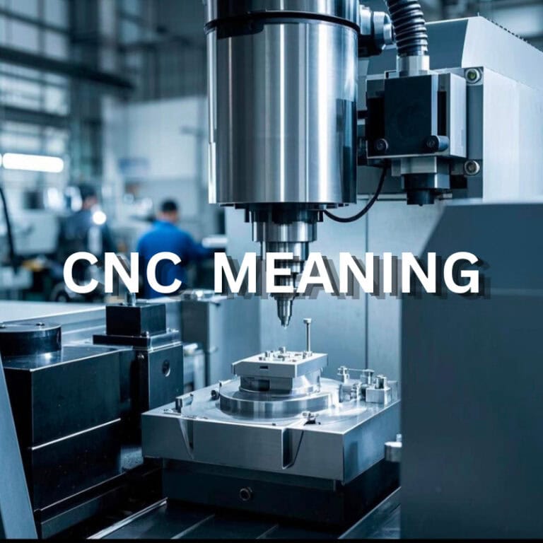 CNC meaning in manufacturing explained with a CNC machine producing precision parts