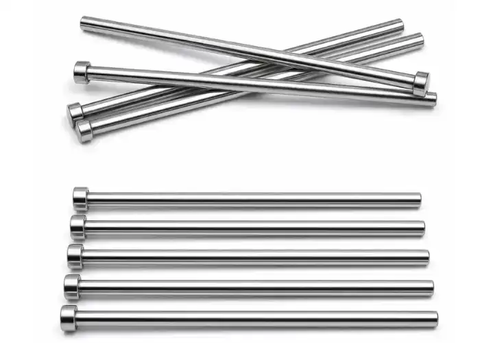 Round ejector pins used in injection molds to push molded parts off the core after cooling