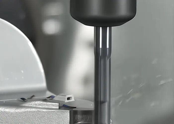 CNC cutter machining the outer edge of a metal workpiece